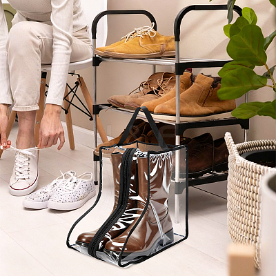 Clear PVC Plastic Shoes Storage Zipper Bags with Handles ABAG-WH0045-71A-1