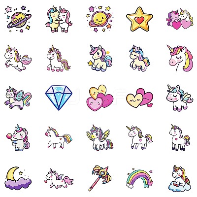 50Pcs Cartoon Unicorn Paper Sticker STIC-C012-03-1