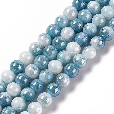 Electroplated Glass Beads Strands GLAA-C023-01J-1