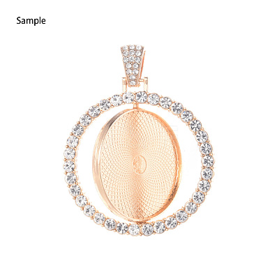 Alloy Pendant Cabochon Settings X-PALLOY-S107-005RG-RS-1