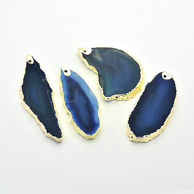 Nuggets Electroplate Natural Agate Pendants G-F175-10-1
