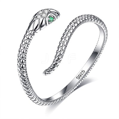 Rhodium Plated 925 Sterling Silver Cuff Rings RJEW-BB67113-1