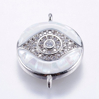 Brass Micro Pave Cubic Zirconia Links ZIRC-F077-11P-1