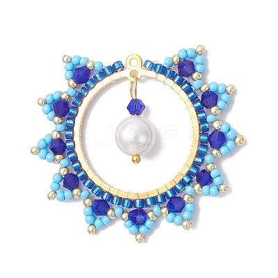 Glass Seed Beaded Sun Pendants PALLOY-MZ00857-01-1