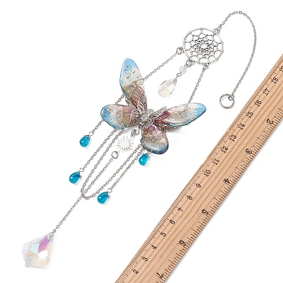 Stainless Steel Resin Butterfly Suncatcher HJEW-TA00452-03-1