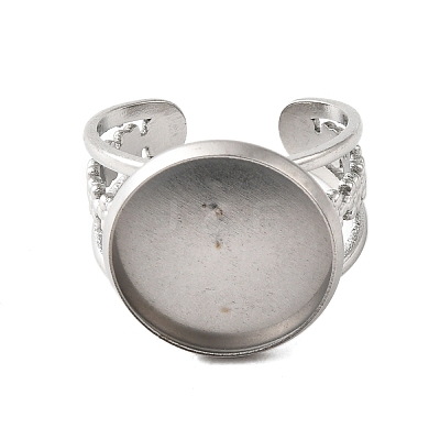 304 Stainless Steel Cuff Ring Components STAS-V012-01D-P-1