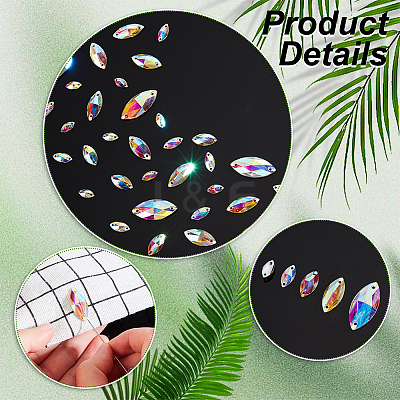 AHADEMAKER 75Pcs Horse Eye Sew on Rhinestones GLAA-GA0001-48-1