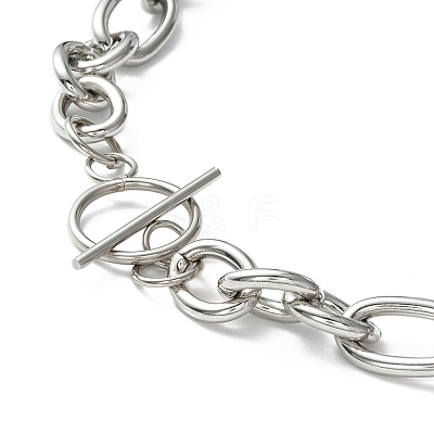 Non-Tarnish 304 Stainless Steel Figaro Chain Necklace with Toggle Clasp for Men Women STAS-P300-01P-1