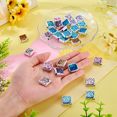 30Pcs UV Plating Printed Opaque Acrylic Beads OACR-TA0001-73C-1