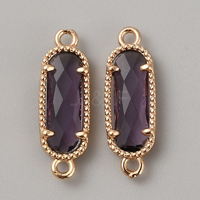 Golden Plated Brass Pave Glass Connector Charms FIND-WH0110-728G-08-1