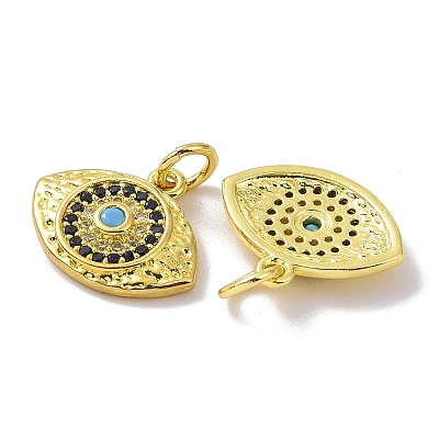 Golden Brass Micro Pave Cubic Zirconia Pendants KK-L209-039G-01-1