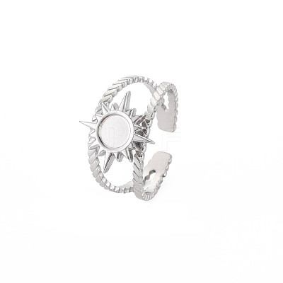 201 Stainless Steel Open Cuff Finger Ring Enamel Settings STAS-S119-159B-P-1