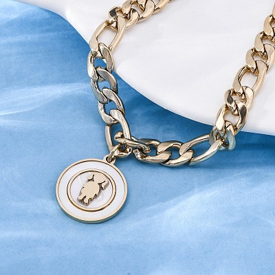 304 Stainless Steel Flat Round with Girl Charm Bracelets BJEW-A036-13G-01-1