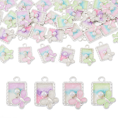 32Pcs 4 Colors Alloy Enamel Pendants FIND-TA0008-76B-1