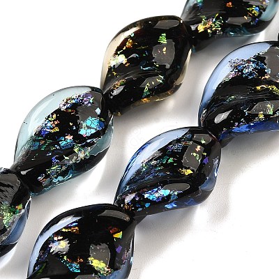 Handmade Dichroic Foil Glass Beads Strands DICH-U001-08D-1