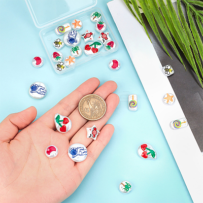 27Pcs 9 Style 3D Printed ABS Plastic Imitation Pearl Beads KY-NB0001-56-1