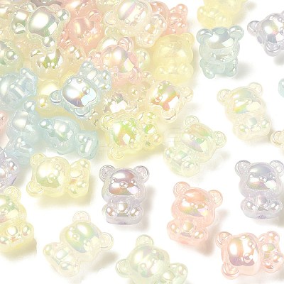 60Pcs 6 Colors UV Plating Rainbow Iridescent Acrylic Beads PACR-CJ0001-22-1