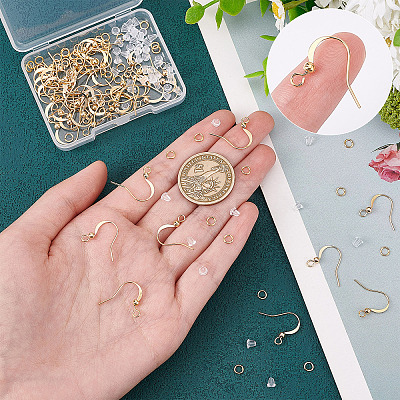 50Pcs Real 18K Gold Plated Brass Horizontal Loop French Earring Hooks KK-CN0001-81-1