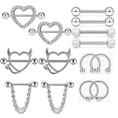316L Surgical Stainless Steel Nipple Rings Set WGB1007-01-1