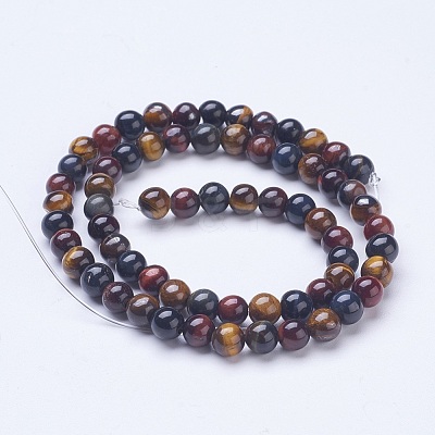 Natural Tiger Eye Beads Strands G-D855-07-6mm-1