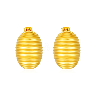Geometric 304 Stainless Steel Stripe Oval Stud Earrings CQ0547-1
