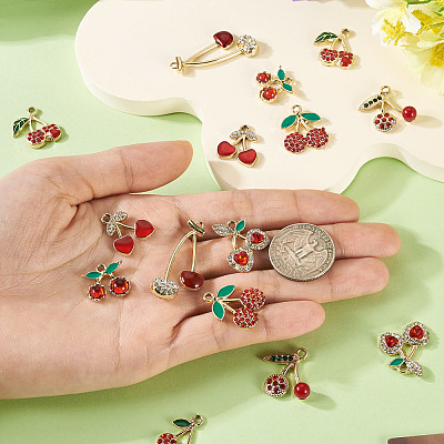 16Pcs 8 Styles Cherry Alloy Pendants FIND-TA0008-78-1