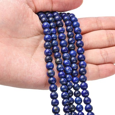Natural Lapis Lazuli Beads Strands X-G-G099-6mm-7-1