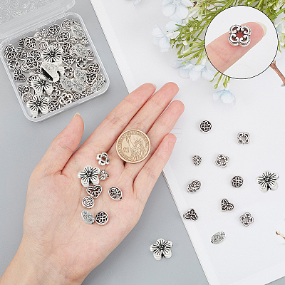 80Pcs 8 Styles Alloy Beads & Charms TIBEB-SC0001-08AS-1