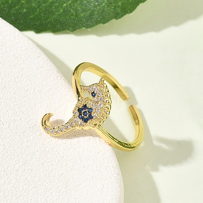 304 Stainless Steel Cubic Zirconia Cuff Open Rings for Women RJEW-Z122-02G-01-1