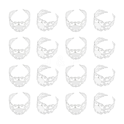 30Pcs Brass Filigree Open Cuff Ring Shanks KK-UN0001-90-1
