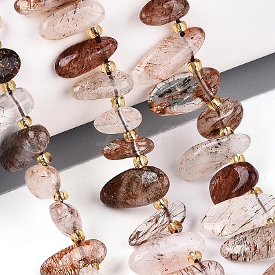 Natural Black Gold Rutilated Quartz Beads Strands G-Z091-A29-1
