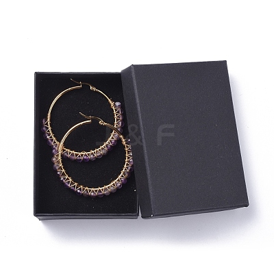 Beaded Hoop Earrings EJEW-JE03830-1