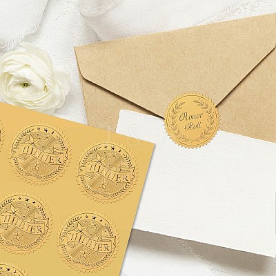 34 Sheets Self Adhesive Gold Foil Embossed Stickers DIY-WH0509-074-1