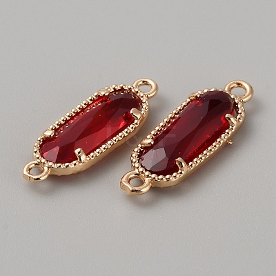 Golden Plated Brass Pave Glass Connector Charms FIND-WH0110-728G-09-1