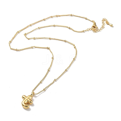 Initial Letter Brass Pendant Necklace NJEW-A015-21G-T-1