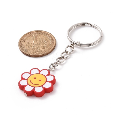 Flower Acrylic Pendant Keychain KEYC-JKC00428-02-1