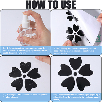 4 Sheets 2 Colors Flower PVC Waterproof Car Stickers DIY-GF0008-94B-1