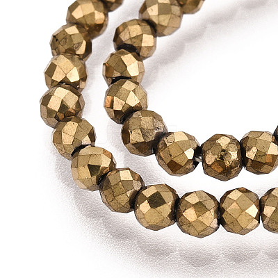 Electroplate Glass Beads Strands GLAA-H021-01B-FP07-1