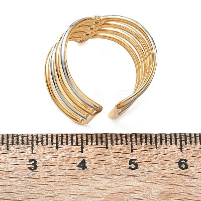 Multi Layer 304 Stainless Steel Micro Pave Cubic Zirconia Cuff Open Rings for Women CU-CBAD24F-03GP-1