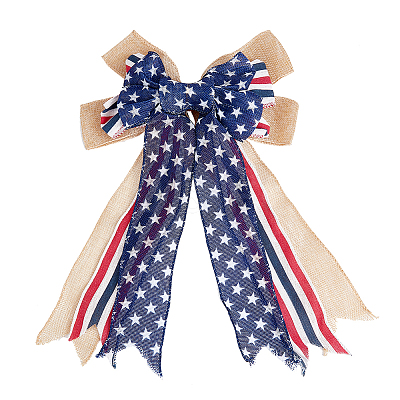 Polyester & Burlap Bowknots DIY-WH0304-570-1