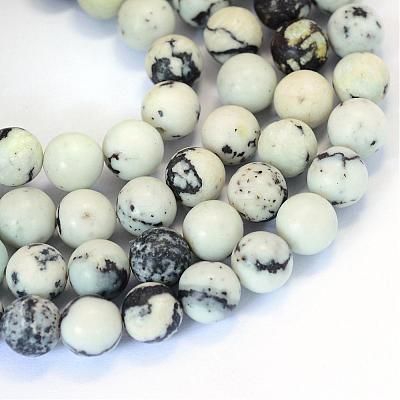 Natural Yellow Turquoise(Jasper) Round Bead Strands G-E334-6mm-02-1