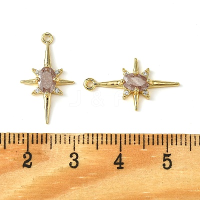 Brass Micro Pave Cubic Zirconia Pendants X-KK-M277-08G-02-1