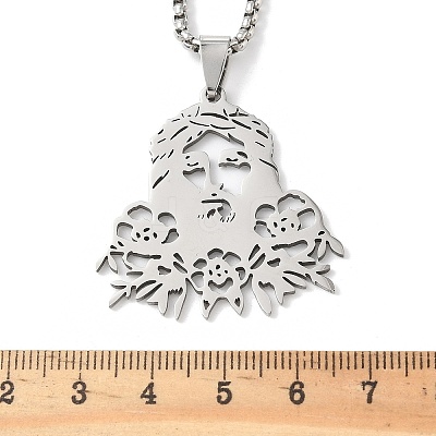 201 Stainless Steel Religion Jesus Pendant Necklaces LS-NJEW-H065-01P-1