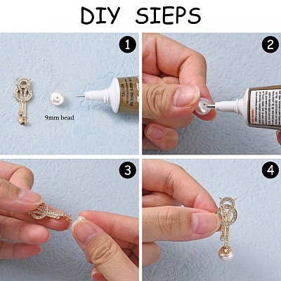 Brass Micro Pave Clear Cubic Zirconia Screw Eye Peg Bails Links Connectors KK-T062-89G-NF-1