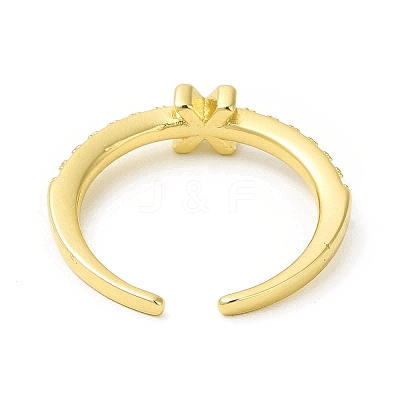 Clear Cubic Zirconia Initial Letter Open Cuff Ring RJEW-H120-09G-X-1