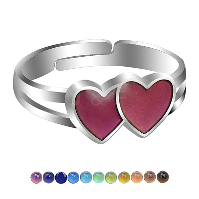 Enamel Double Heart Mood Ring HEAR-PW0001-096I-1