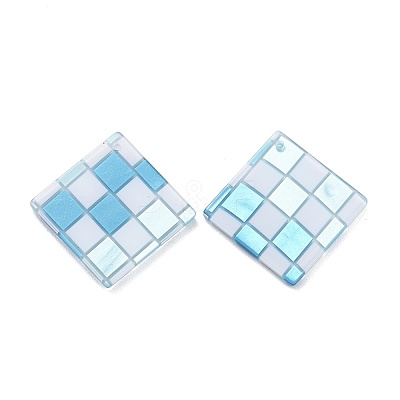 Checkerboard Style Rhombus Acrylic Pendants OACR-G008-01D-1