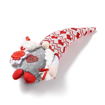 Valentine's Day Cloth Doll Gnome Figurines DJEW-K021-01B-1