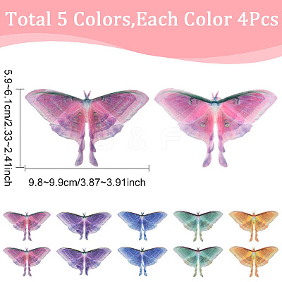 20Pcs 5 Colors Cloth Simulation Gauze Butterfly Ornament Accessories DIY-SP0005-69-1