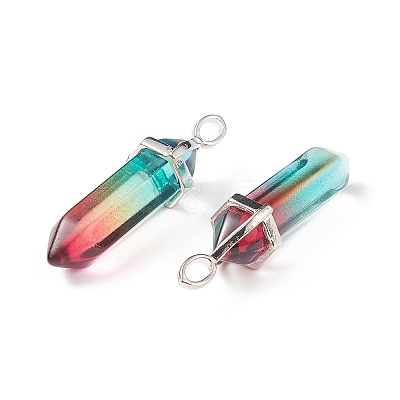 Faceted Bullet Glass Pointed Pendants KK-E282-01P-06-1